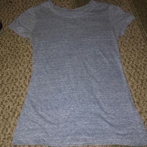 Blue, short sleeved t-shirt, tightish material